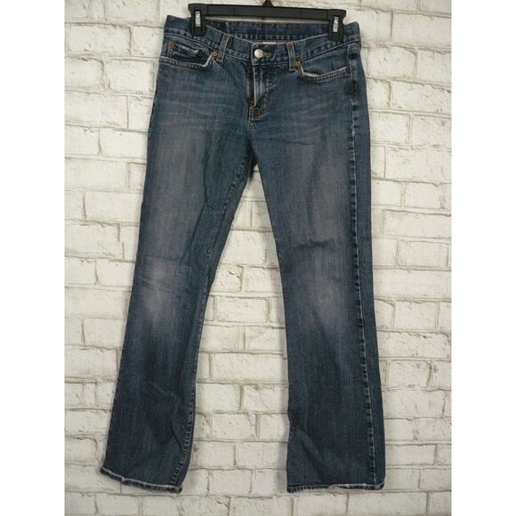 Lucky Brand Low Rise Peanut Flare Faded Distressed Blue Jeans #829aa80 28 - Picture 1 of 6